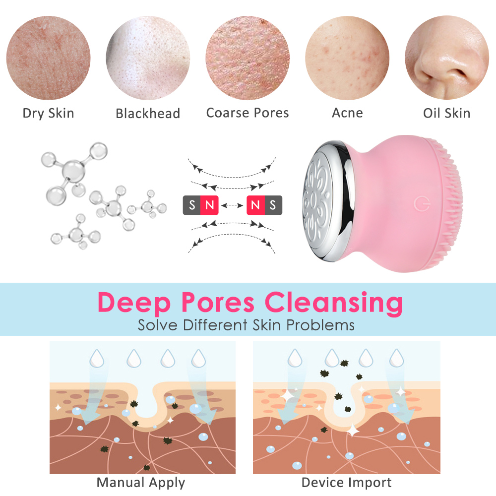 Electric Facial Cleansing Brush Face Care Import Device Waterproof Silicone Vibration Face Massage