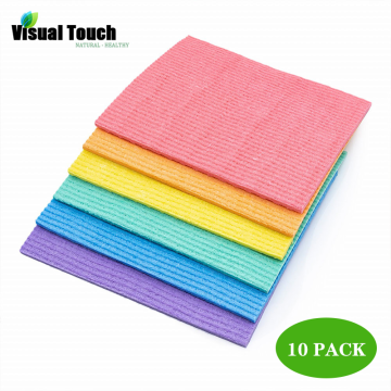 Dishcloth Cellulose Sponge Cloths - Bulk 5/10 Pack Of Eco-Friendly No Odor Reusable Cleaning Duster For Kitchen