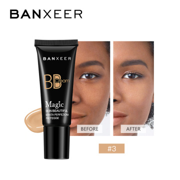 BANXEER Lightweight BB Cream 3 Color Long Lasting Moisturizing Concealer Nude Effect Makeup Base Instant Oil-Absorbing Coverage