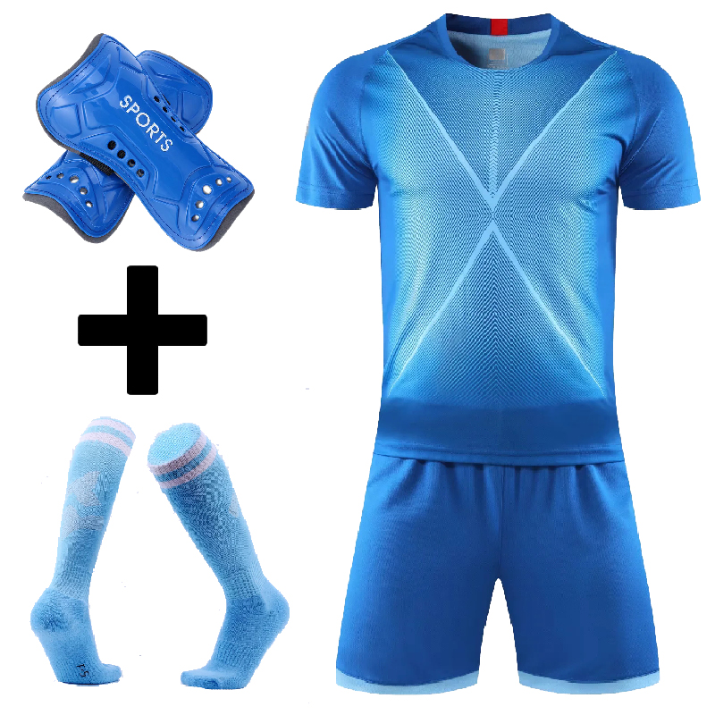 Soccer shirts and shorts set for Men kids football uniforms Custom Boys and girls Soccer Clothes Sets with socks and shin guard