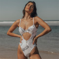Sexy Cut Out One Piece Swimsuit Print Swimwear Women Zipper Monokini Open Back Trikini Pad Swim Suit Push Up Bathing Suit Beach