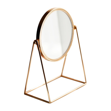 Nordic Metal Standing Mirror Lady Round Mirror Table Makeup Bath Room Mirror Copper 3D Princess Mirror Decoration Home Decor