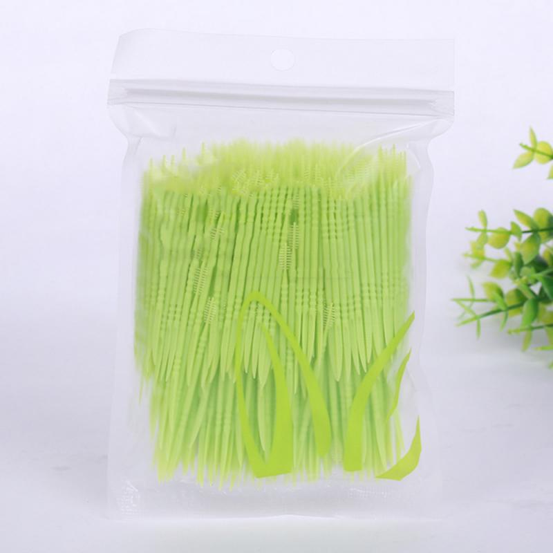 500pcs Plastic Dental Picks Disposable Double-head Brush Toothpick Interdental Brush Tooth Pick Oral Hygiene Care Tools