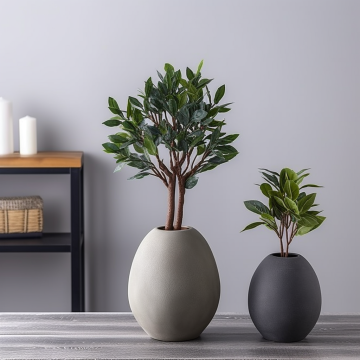 Elliptical Spherical Artistic Design Concrete Flower Pot