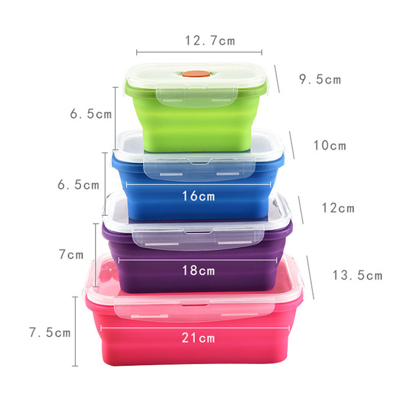 Silicone Bento Box Folding Lunch Bowl Food Storage Container Boxes Tableware TN99