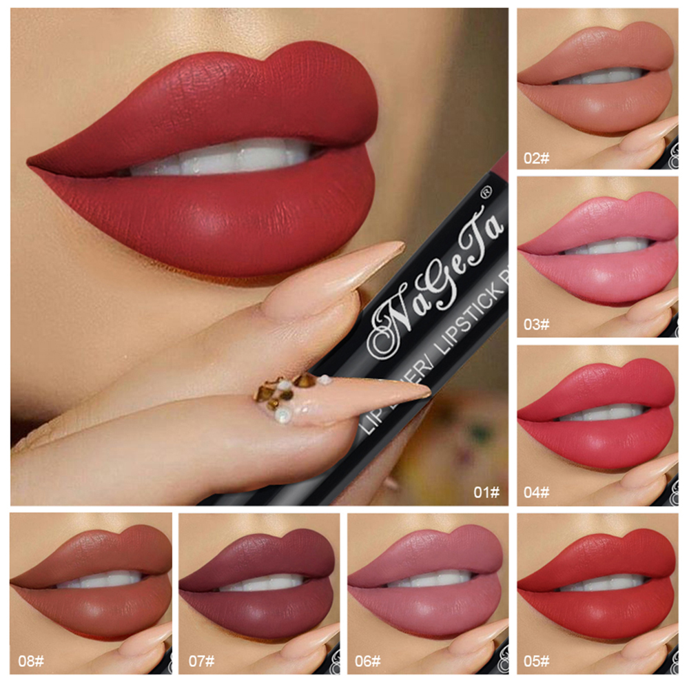 NEW 12 Color Matt Lip Stick Dual Lipstick Pen Moisturizing Lip Liner Lipstick Pen Maquiagem Professional Lipstick TSLM2