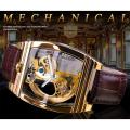 SHENHUA Transparent Royal Luxury Waterproof Automatic Mechanical Watch Leather Band Skeleton Tourbillion Gold Luminous Clock