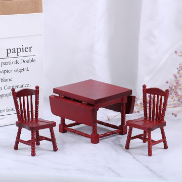 Hot sale 1Set 1:12 Dollhouse Miniature Folding Dining Table Chair Doll House Wooden Furniture Toy