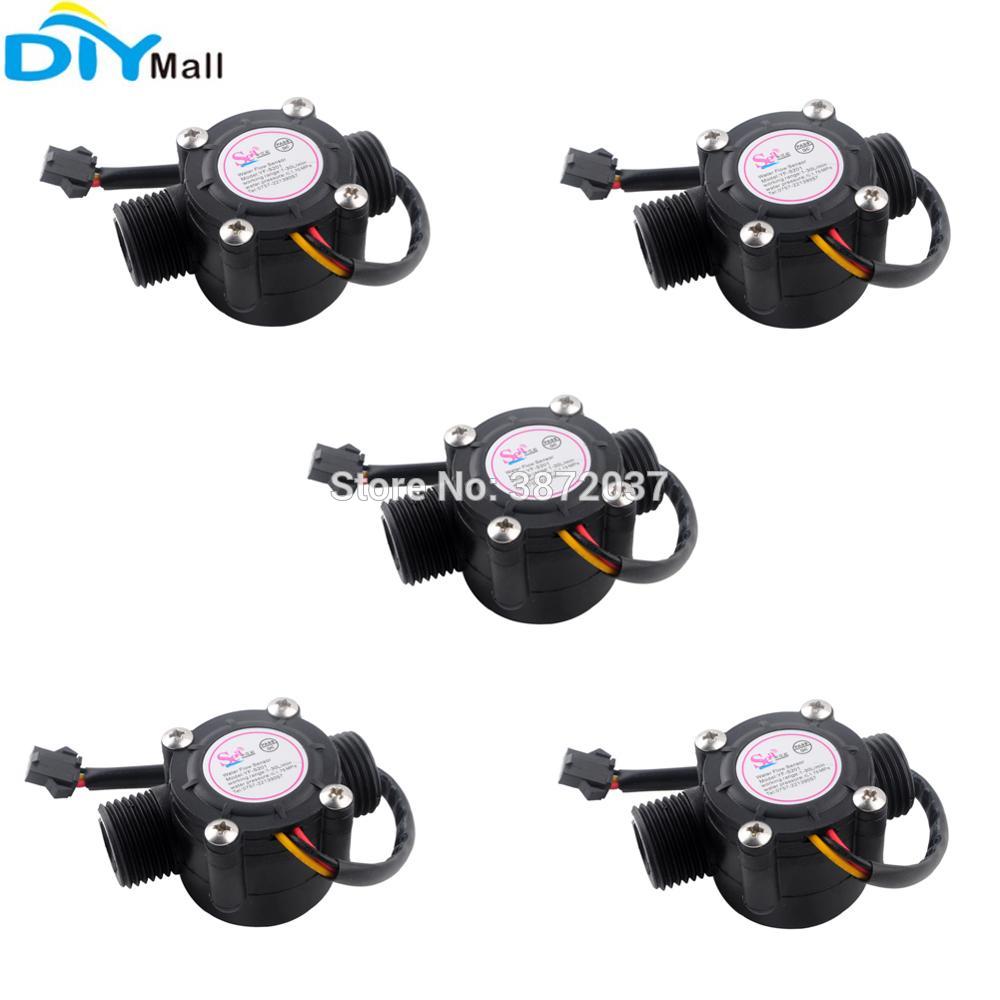 5pcs/lot S201 G1/2 Counter 1-30L/min Meter Water Flow Hall Sensor Fluid Flowmeter Switch Module Control for Arduino