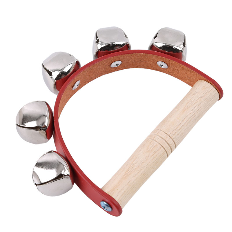 Red Music Baby Education Learning Toys Wooden Rattle Toy Musical Instruments Wooden Handbell Toys For Kids