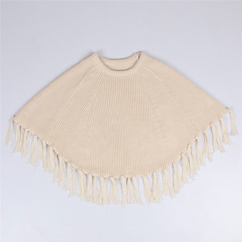 Fashion Style Girls Knitted Sweaters Tassel Cape Girl Pullovers Poncho Cloak Autumn Winter Children Clothing Kids Knit Sweater