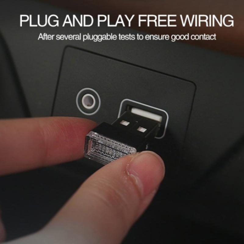 1pc LED Car Light Auto Interior USB Atmosphere Light Plug And Play Decor Lamp Emergency Lighting PC Auto Products Car Accessory