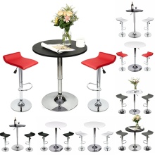 3PCS Bar Stool PU Leather Adjustable Swivel Pub Chair Bar Table Multi Colors