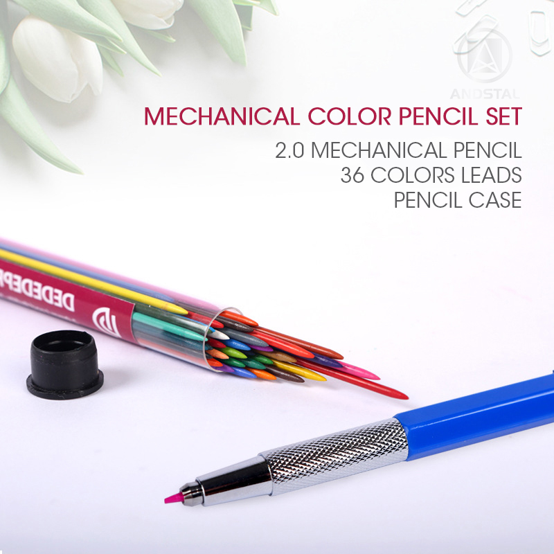 Andstal NEW 36 Colors Mechanical Pencils Set Automatic Color Pencil lead colored pencil For Writing leads Drawing School office