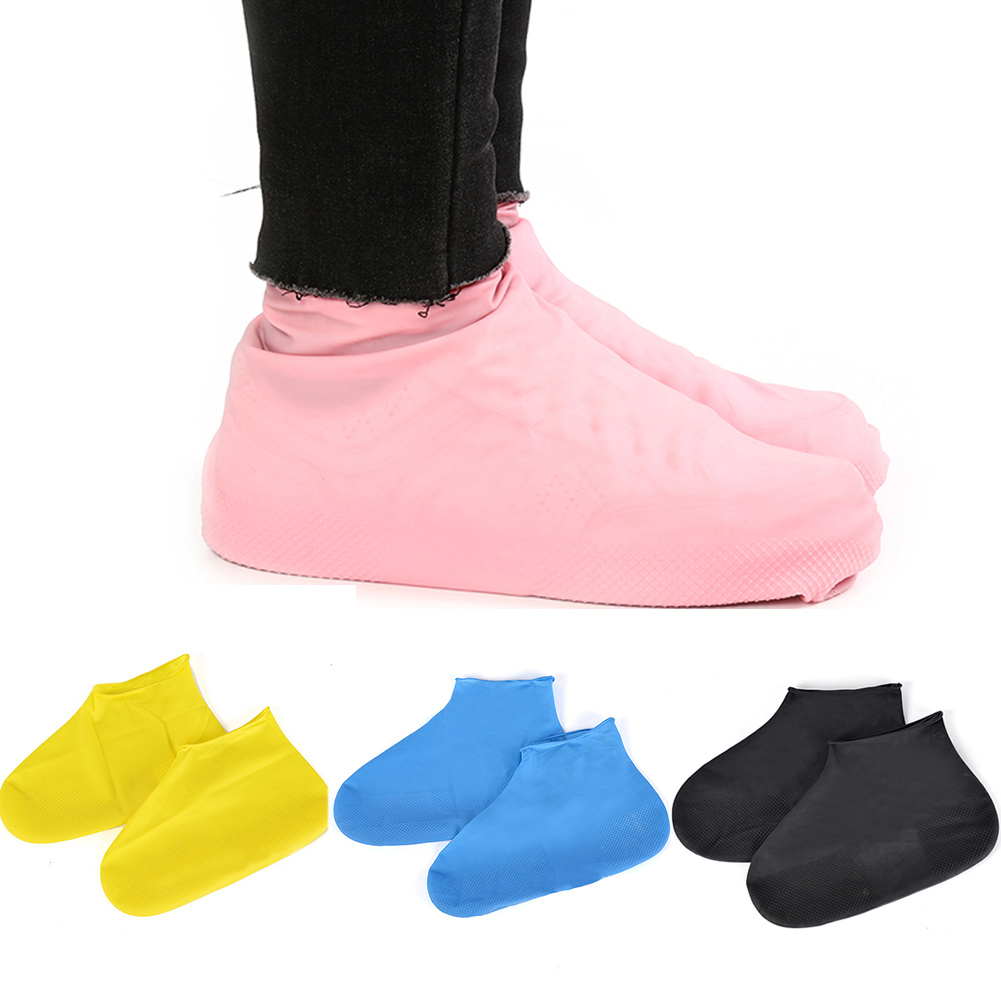 1Pair Anti Rain Emulsion Shoe Cover Portable Reusable Thick Sole Waterproof Foot Wear Travel Accessories Protective Outdoor