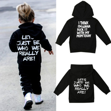 2020 Spring Toddler Kids Baby Boys Girls Hoodies Sweatshirt Long Sleeve Hooded Black Tops Shirts Outwear