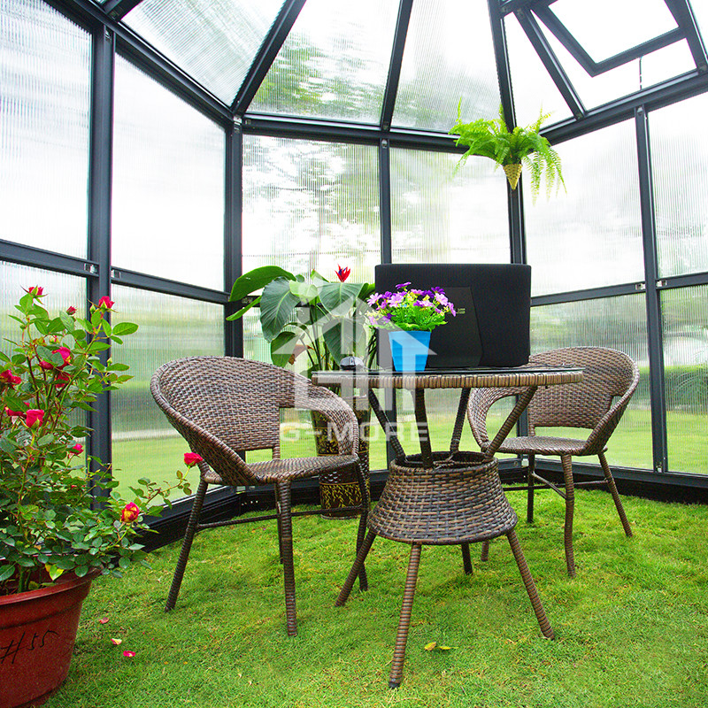 luxury prefab hexagon greenhouse aluminum pavilion/gazebo green house