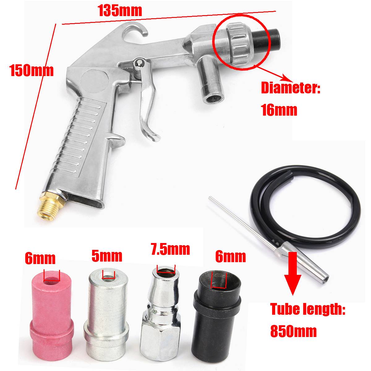 7Pcs Abrasive Sand Blasting Gun kit 1 ceramic nozzle 1 steel nozzle 1 Sand Suction Pipe Industrial Sandblaster Gu n