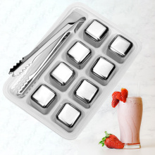 Reusable Ice Cubes For Drinks -Metal Ice Cube - Chills Drinks Without Diluting Them - With Storage Tube with Tongs and Tray