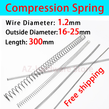 Compressed Spring Pressure Spring Wire Diameter 1.2mm, Outer Diameter 16mm-25mm, Length 300mm Release Spring Return Spring 1 Pcs