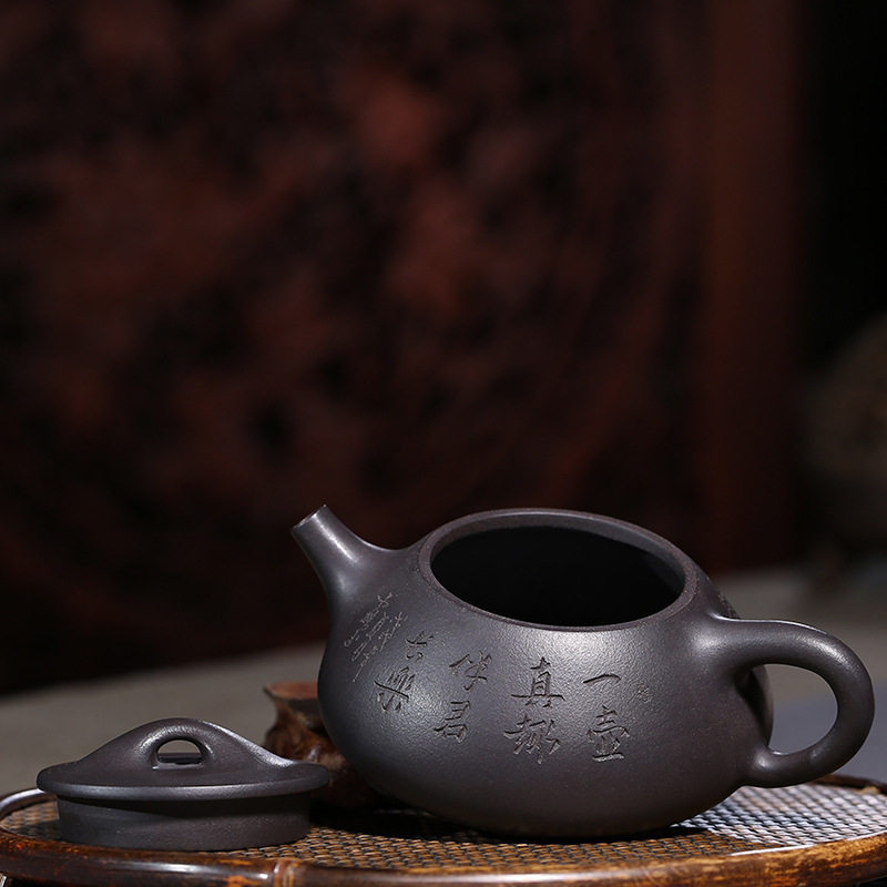 clay pot genuine hand-made raw ore Purple mud covered limestone ladle pot Brewing teapot Kungfu Teapot Tea Set Gift