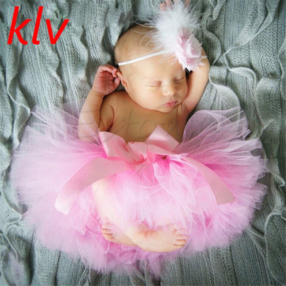 Cute Newborn Baby Girls Tutu Skirt & Headband Photo Prop Costume Toddler Kids Outfit Infant Baby Short Cake Skirt For 0-3M