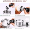 Synthetic Badger Shaving Brush with Black Holder Stand 2IN1 Resin Handle Foam Brush Set for Men Close Wet Shave