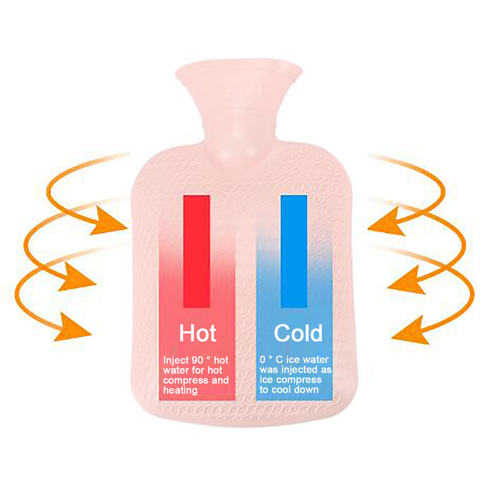 Large PVC Rubber Hot Water Bottle Bag Warm Relaxing Heat Cold Ease Winter Warm Heat Reusable Hand Warmer Cute PVC Stress Pain
