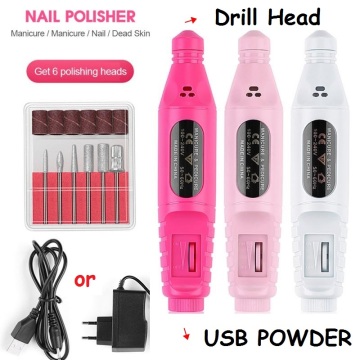 USB EU Plug Electric Nail Drill Machine Set Pedicure Drill Sanding Nail File Remove Nail Polish Equipment Manicure Machine Tools
