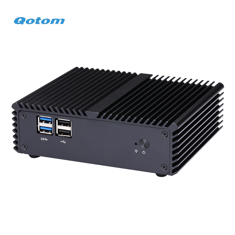Qotom Core i3 i5 Mini Desktop Computers 2 Gigabit LAN 2 HD Type Ports Fanless Running 24/7 POS Ternimal Compact Mini PC X86