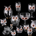 Crystal glass owl shaped drinking set glass cup