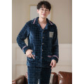 Autumn Winter Men's Flannel Pyjamas Blue Thicken Warm Pajamas Set Casual Male Sleepwear Pyjamas Night Pijamas 3XL Homewear