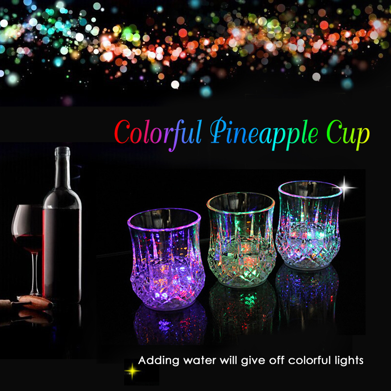 Whisky Shot Drink Cup LED Automatic Flashing Cup Colorful Luminous Beer/Coke Drink Cup Pineapple Cup Bar Sets For Barware