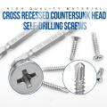 182pcs phillips flat head self drilling tapping screw kit 410 stainless steel m4.2 washer head drilling screw with screwdriver