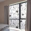 Newly PVC Black Flower Sweet Frosted Privacy Cover Glass Window Door Sticker Film Adhesive Home Decor 99