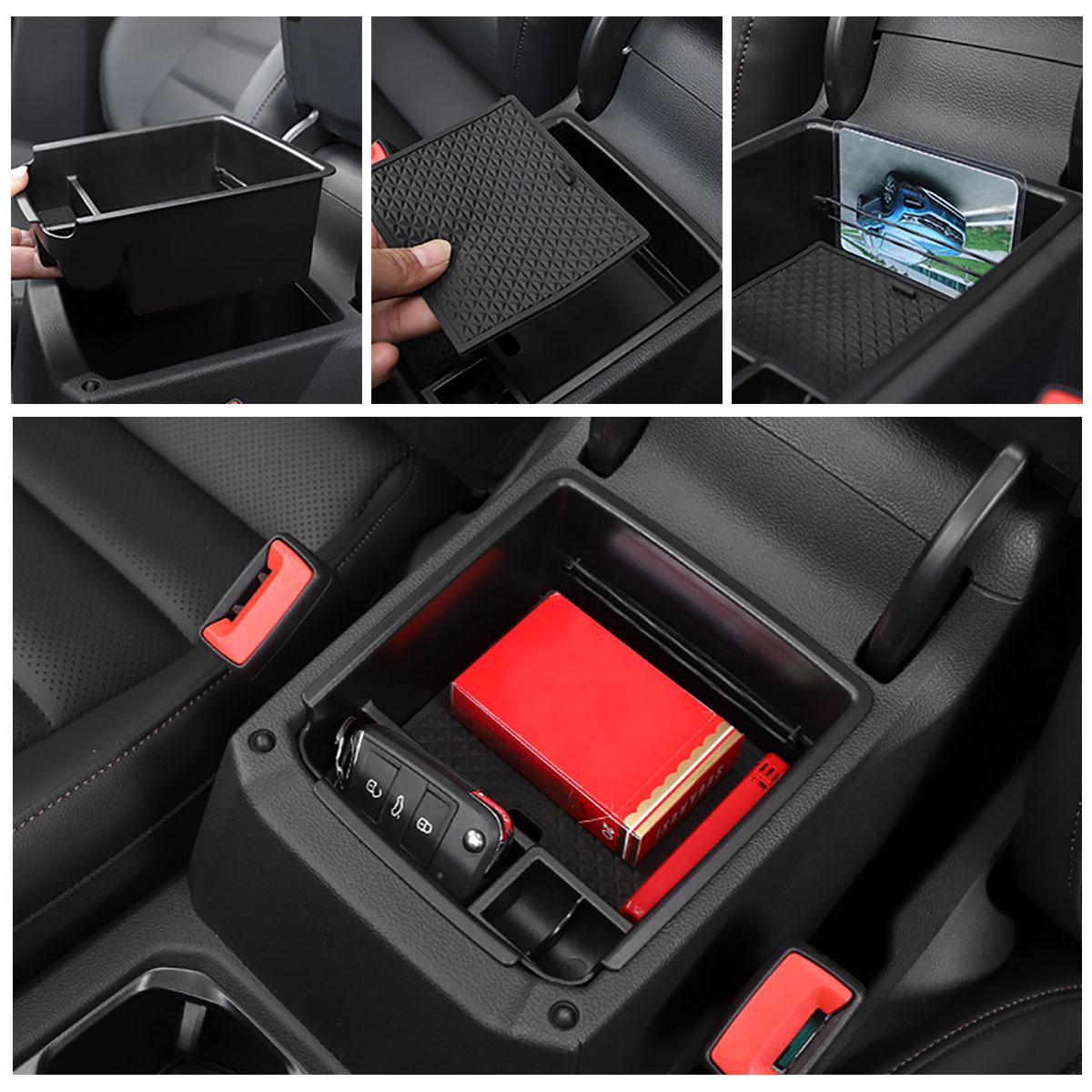 Car Central Armrest Storage Box Auto Container Glove Organizer Case for VW Tiguan Mk2 2016 - 2020 for Tarraco 2019 2020