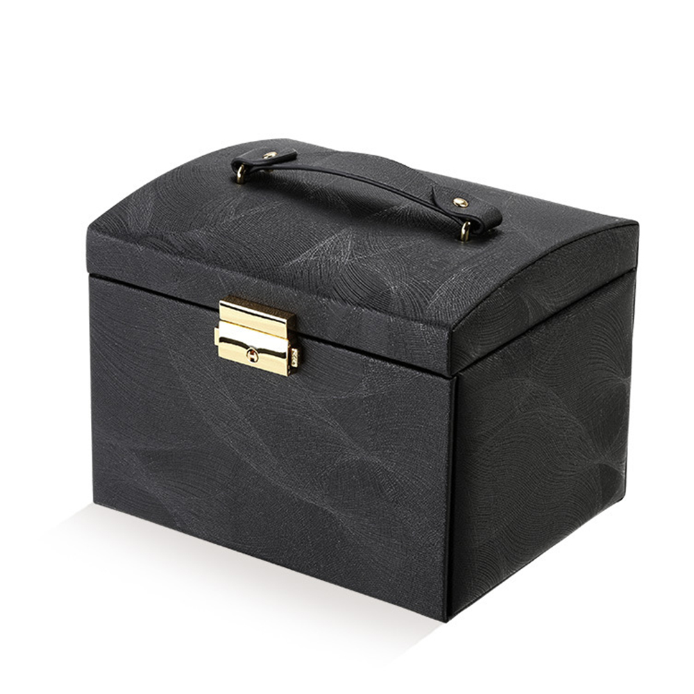 Jewelry Box with Mirror Leather Large Capacity Jewelry Organizer Drawer Case for Watch Rings Earrings Necklaces Storage Gift