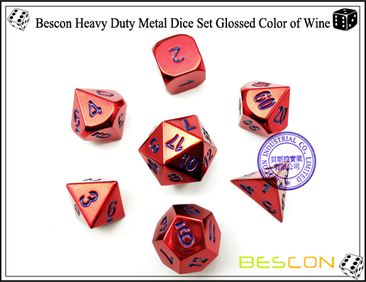 Bescon Heavy Duty Metal Dice Set Glossed Color of Wine-5