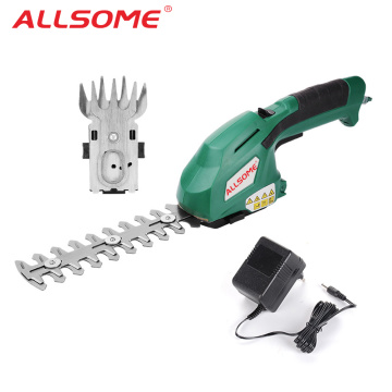 ALLSOME 2 in 1 Electric Trimmer 7.2V Lithium-ion Cordless Hedge Trimmer Rechargeable Weeding Shear Household Pruning Mower