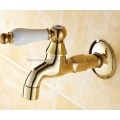 Luxury Gold Color Brass Wall Mount Bathroom Mop Pool Faucet Sink Water Taps Toilet Cold Bibcock Nav127