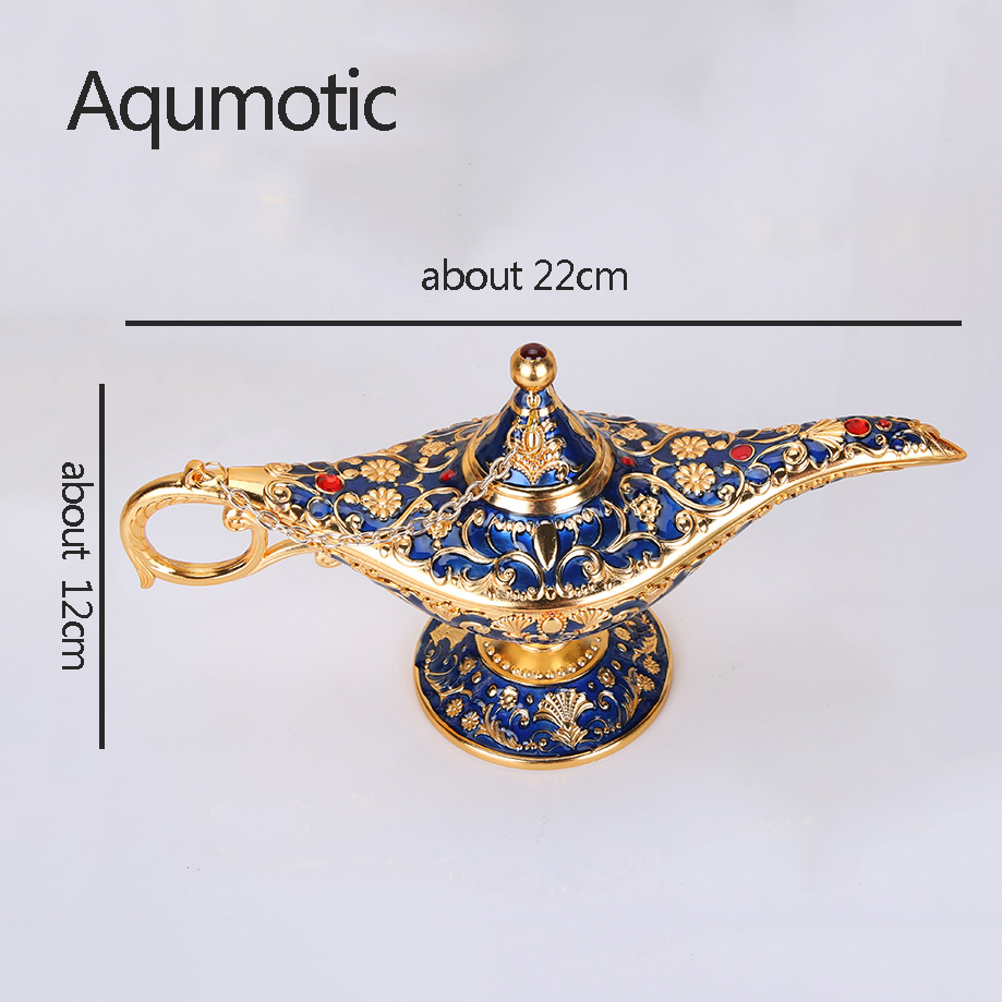 Aqumotic Good Alad Din's Lamp Teapot about 22cm Large Arab Wishing Parts Retro Aladin Style Home Decoration Style Craft Ornamen