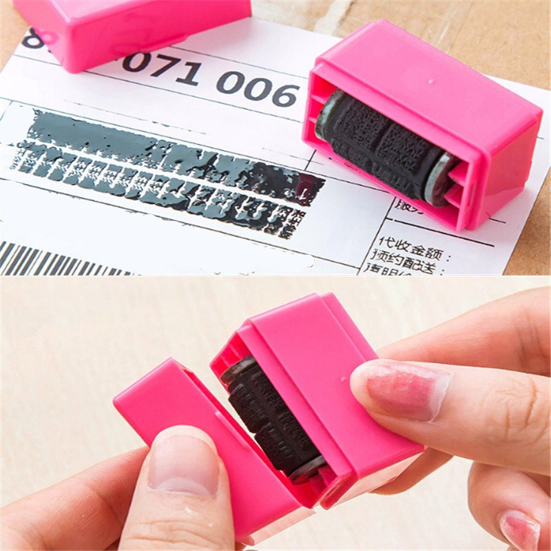 1 PC Self Inking Roller Stamp Office Messy Code Security Guard Your ID Privacy Protection Stamp