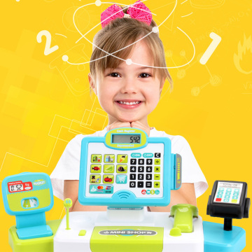 Electronic Supermarket Cash Register Kits Kids Toy Simulated Checkout Counter Role Pretend Play Cashier Shopping Toys