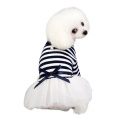 Pet Dog Stripes Pearls Gauze Tutu Dress Skirt Puppy Cat Princess Dress Clothes Cotton Short Sleeves T-shirt Apparel in stock