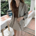 New suits Female Vintage Autumn Office Ladies Notched Collar Plaid Women Blazer Breasted Jacket Casual Pockets Female Suits Coat