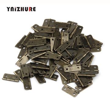 YNIZHURE 50PCS Antique Bronze/Silver Cabinet Rounded Rectangle Iron Accessories Wood Box cosmetic box window door mini hinge