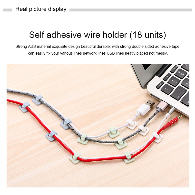 18 Pcs Fixing Clip Desktop Wall Wire Fixing Self-adhesive Wire Clip Steel Wire Mesh Wire Finishing Clip Wire Management Device