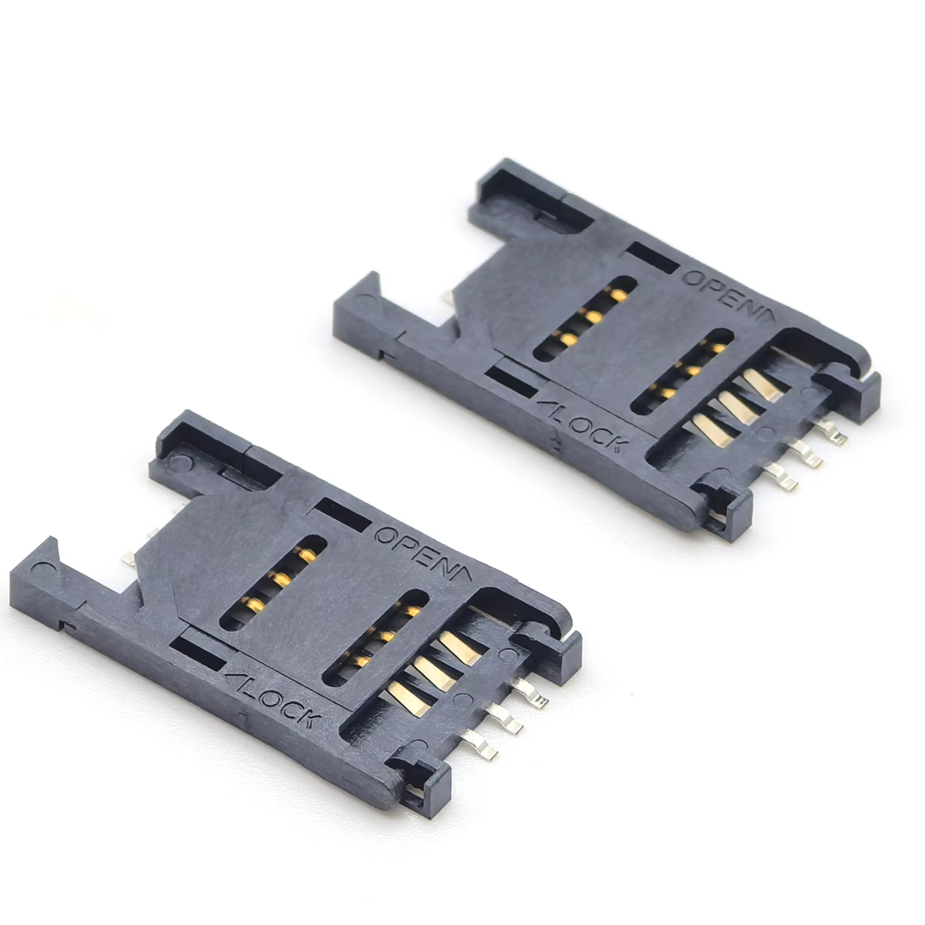 SIM-6P Flip-Type Socket Connector (New Mold) Staggered Contacts