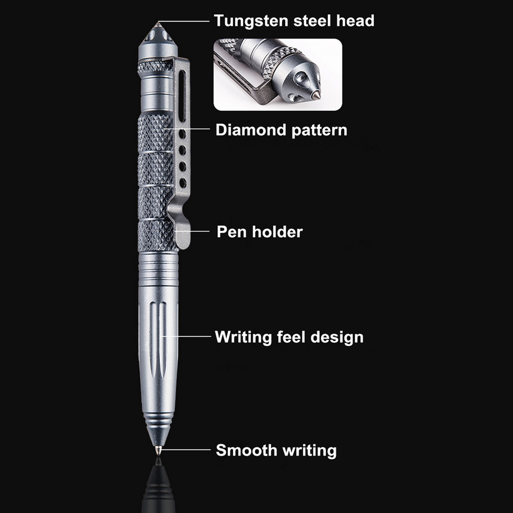 Military Tactical Pen Multifunction Self Defense Aluminum Alloy Emergency Glass Breaker Pen Outdoor EDC Security Survival Tool