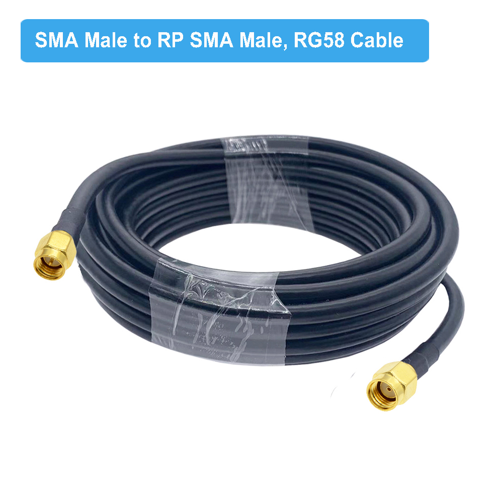 1M 2M 5M 10M 20M SMA Male to SMA Male RG58 50ohm Coaxial Cable SMA Plug WiFi Antenna Extension Cable Connector Adapter Pigtail